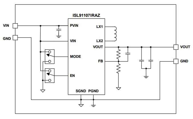 Blockdiagramm - Renesas Electronics ISL91107IRA-EVZ Spannungsregler-Evaluierungsboard